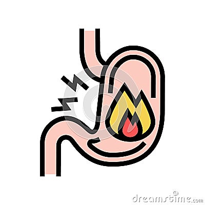 heartburn stomach color icon vector illustration Vector Illustration