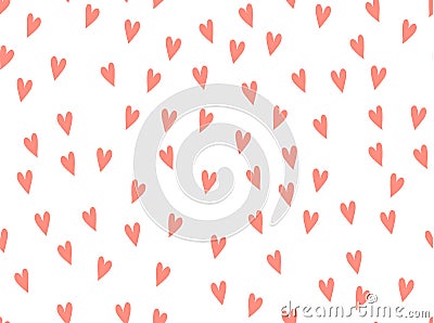 Hearts background vector pattern. Doodle pink scribble. Symbol of love red texture seamless Vector Illustration