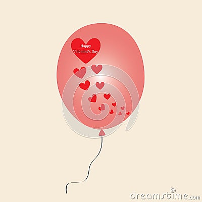 Hearts on balloon Vector Illustration