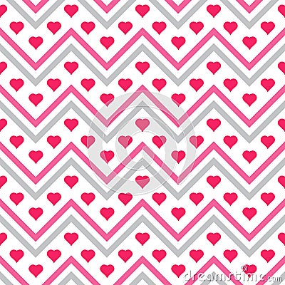 Hearts chevron seamless patterns Vector Illustration