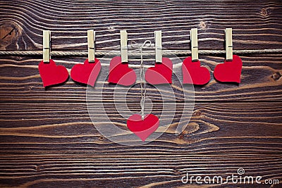 Hearts on clothespins Stock Photo