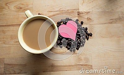 Hearts and coffee together Stock Photo