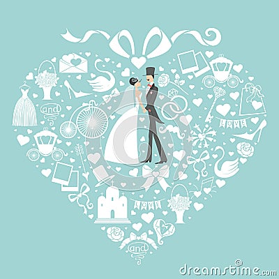 Hearts composition.Design with Wedding clothers Vector Illustration