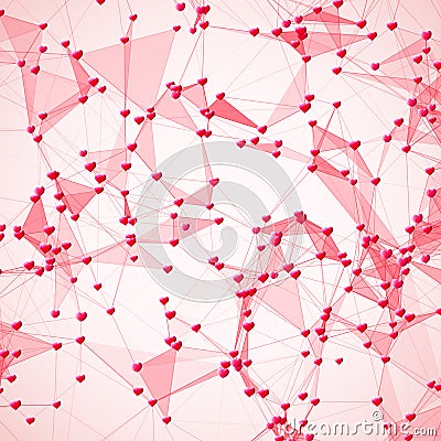 Hearts connected background for social network advertising and Valentines Day Vector Illustration