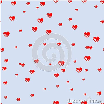 Hearts drawn with a brush.Print with hearts, Vector Illustration