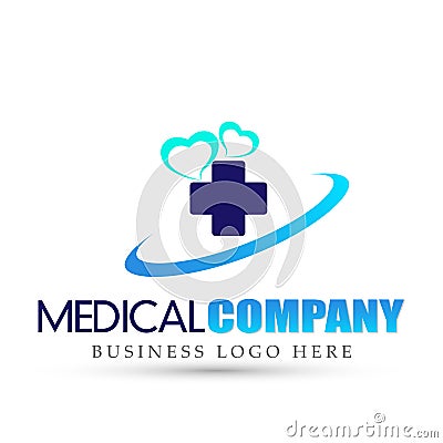Hearts health medical care logo icon on white background Cartoon Illustration