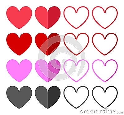 Hearts icons set Vector Illustration