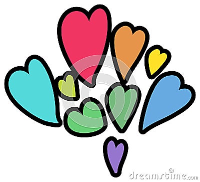Hearts lgbtqi different color lovely marks vector Vector Illustration