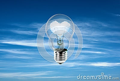 Hearts in light bulb with the power of nature Stock Photo