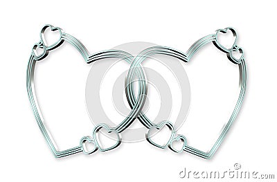 Hearts Linked 3D silver Stock Photo