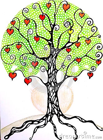 Hearts magic tree love illustration Cartoon Illustration