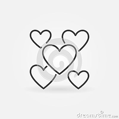 Hearts outline icon. Vector Valentine`s Day and Love symbol Vector Illustration