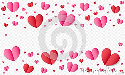 Hearts pattern background for Valentines Day or wedding romance and Save the Date greeting card or invitation template. Vector pap Vector Illustration