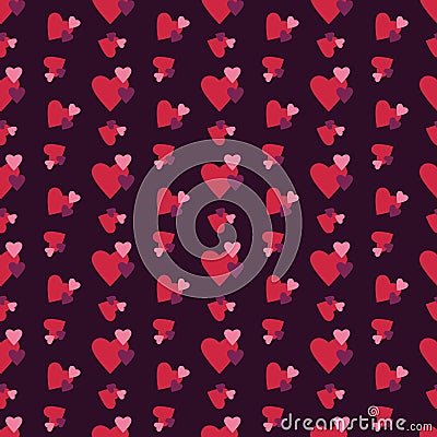 Red Pink and purple small and large hearts seamless pattern Vector Illustration