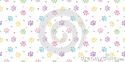 Hearts and paws seamless repeat pattern background, cute Vector Illustration