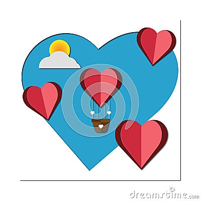 hearts peper art on backgroud for valentine's day Vector Illustration