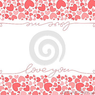 Pink hearts banner template Vector Illustration