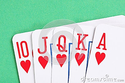 Hearts poker royal flush Stock Photo