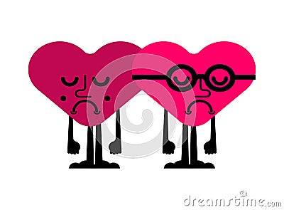 Hearts quarreled. Two love are arguing. Concept of discord in relationships. Quarrel of lovers. couple arguing Stock Photo