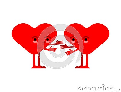 Hearts quarrels and reconciles. Two love are arguing. Concept of discord in relationships. Quarrel of lovers. couple reconcile Vector Illustration