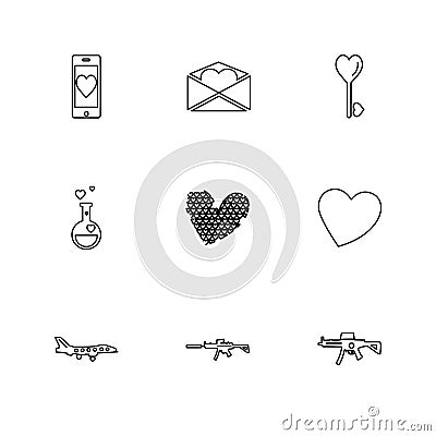 hearts , romantic , love , valentine , rose , flowers , eps icon Vector Illustration