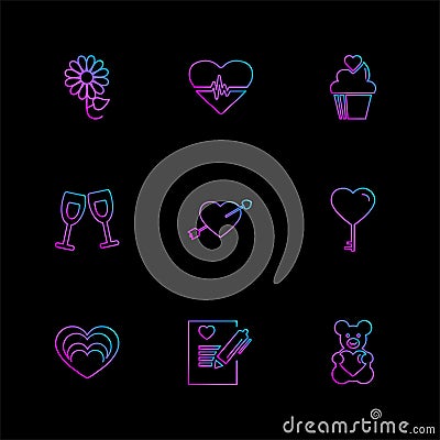 hearts , romantic , love , valentine , rose , flowers , eps icon Vector Illustration