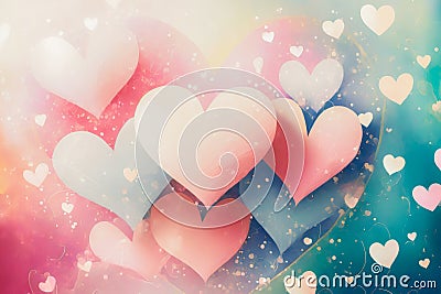 Hearts romantic Valentine Beautiful Day cute hearts on a pastel pink background Stock Photo