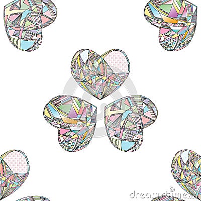 Hearts seamless pattern. Hand drawn stylized love background. Stock Photo