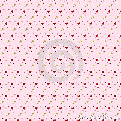 Hearts seamless pattern. Pink vector background with heart. Love template for walentines day or wedding. Print or web flat design Vector Illustration