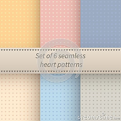 Hearts seamless pattern valentines backgrounds set Vector Illustration