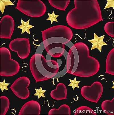 Hearts seamless pattern Wrapping paper design Scrapbook Valentine`s day Vector Illustration