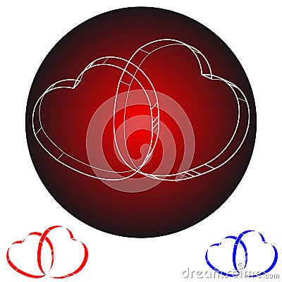 Hearts silhouette in red ring Vector Illustration