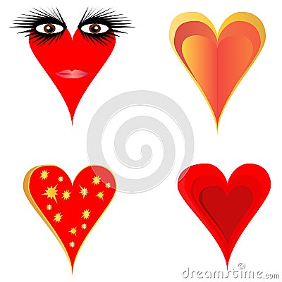 Hearts with stars and eyes. vector on isolated white background Vector Illustration