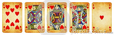 Hearts Suit Vintage Playing Cards Stock Photo