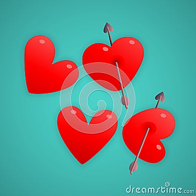 Hearts symbol letters write love Vector Illustration