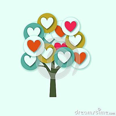 Hearts tree Vector Illustration