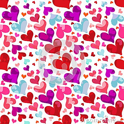 Hearts on Valentine's Day seamless pattern Vector Illustration