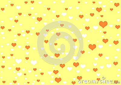 Hearts yellow background wallpaper design Stock Photo