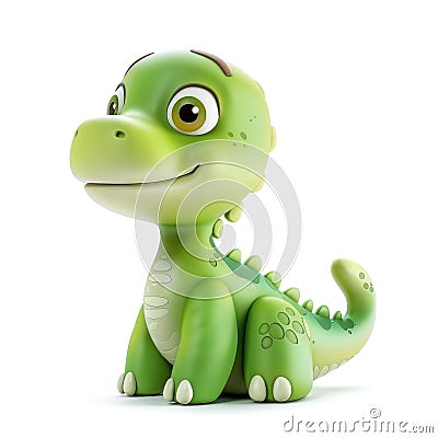 A heartwarming 3D illustration of a baby dinosaur with big, soulful eyes Cartoon Illustration