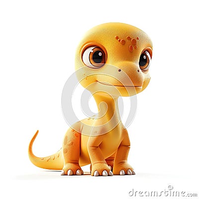 A heartwarming 3D illustration of a baby dinosaur with big, soulful eyes Cartoon Illustration