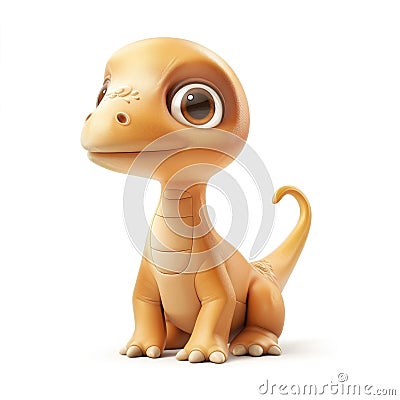 A heartwarming 3D illustration of a baby dinosaur with big, soulful eyes Cartoon Illustration