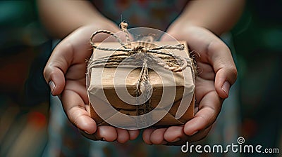 Generosity in Action: Hands Giving a Thoughtful Gift to Spread Joy and Kindness Stock Photo
