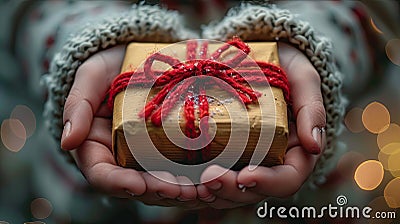 Generosity in Action: Hands Giving a Thoughtful Gift to Spread Joy and Kindness Stock Photo