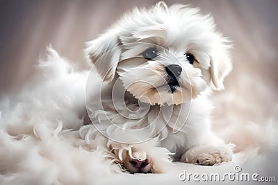 A heartwarming image of a Maltese puppy Stock Photo