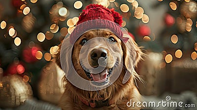 Canine Celebration: A Joyful Dog Rings in the New Year at a Festive Party Stock Photo