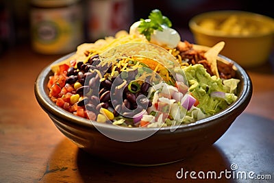 Hearty Bowl mexican rice meat. Generate Ai Stock Photo