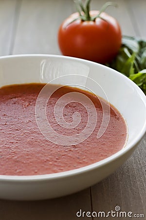 A Hearty Bowl of Tomato Soup Stock Photo