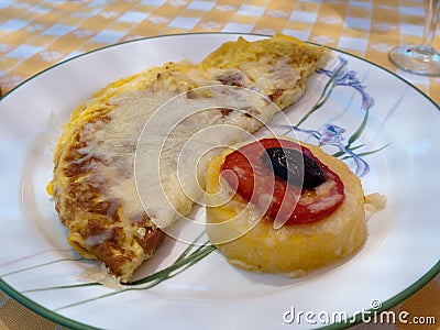 Hearty breakfast omelet with cheese Stock Photo