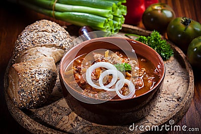 Hearty goulash soup Stock Photo