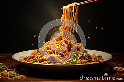 Hearty Japanese chinese noodle. Generate Ai Stock Photo